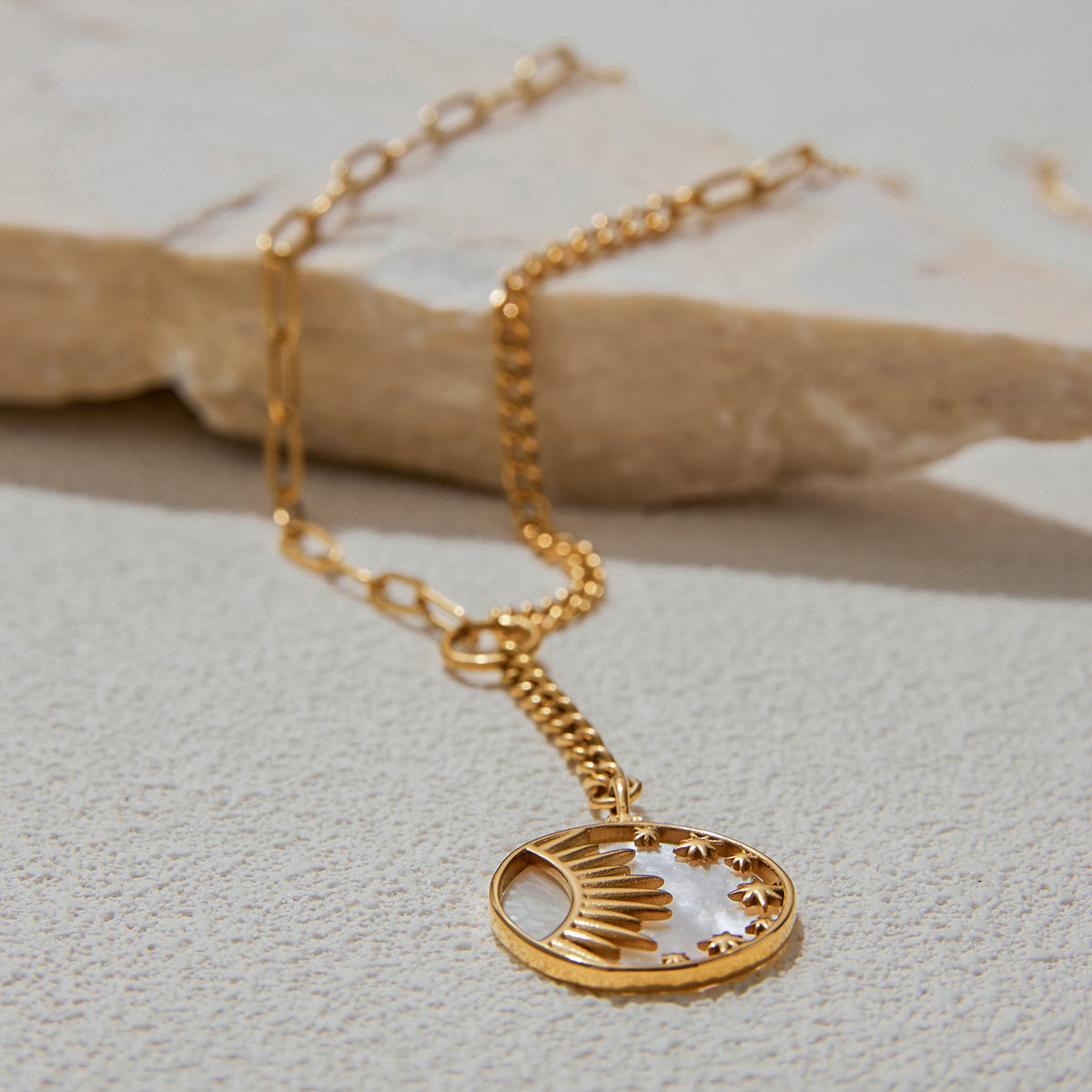 Gold Sun Pendant Necklace